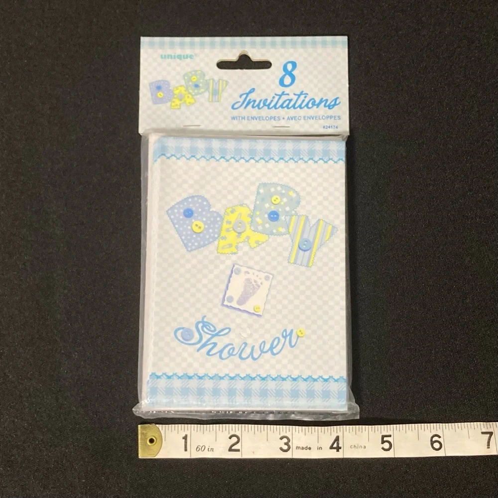 ⭐️ Unique Industries Blue Baby Shower Invitations And Envelopes Set of 16